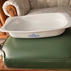 Corningware ROASTER 15"x10  White Dish with Blue Floral Accent-like new